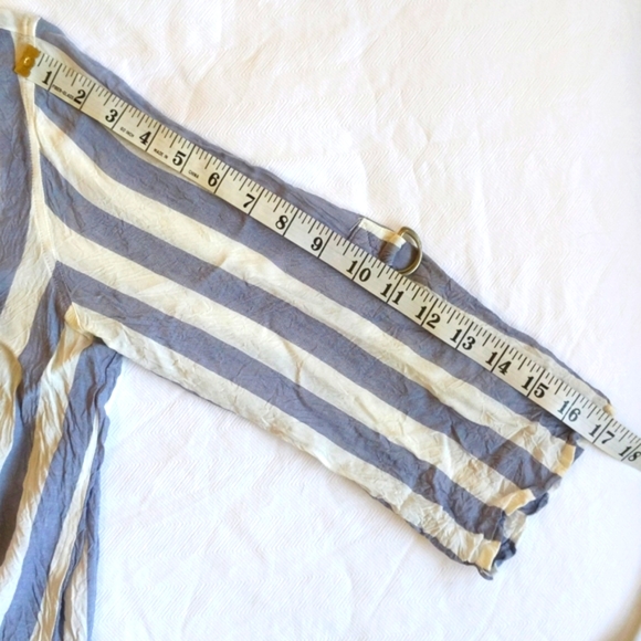 pink rose striped rayon button down tie front collared shirt women's size medium - Picture 6 of 11